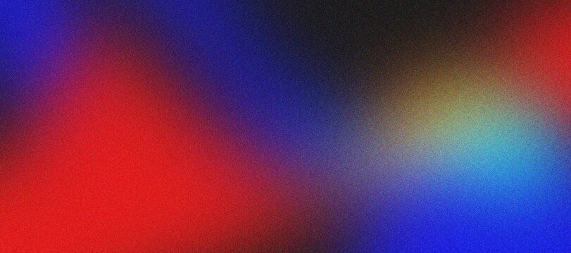 Abstract background red blue yellow light grainy texture.