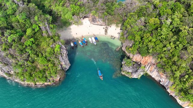 Aerial view of Koh Hong island in Krabi, Thailand.