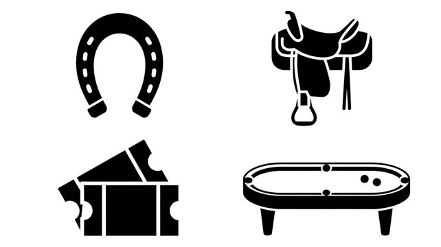 A set of four black and white icons arranged in a 2x2 grid.