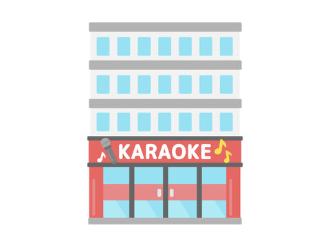 カラオケ　建物　イラスト