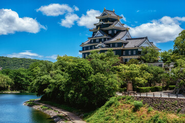 Fototapeta premium Okayama Castle, nicknamed the ravens castle, in Okayama Prefecture, Japan.