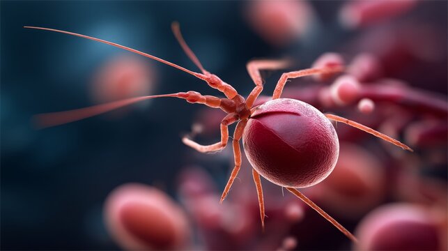 3D illustration of Trypanosoma cruzi parasite which causes Chagas' disease transmitted by triatomine bug bites