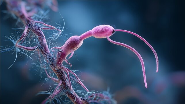3D illustration of Trypanosoma cruzi parasite that causes Chagas' disease in humans through triatomine bug bites