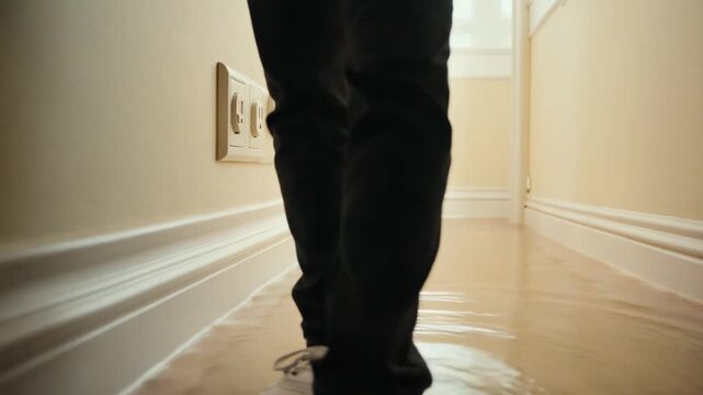 Flooded house. Danger of electrocution.