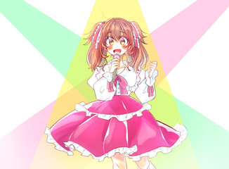 Fototapeta premium 歌って踊るアイドル ライト