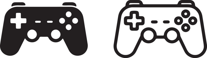 game controller icon set solid and outline gaming pad vector illustration © Mohaiminul