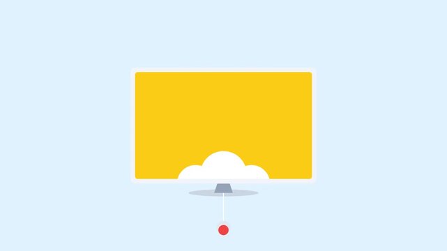 Flat design animation of a rocket launching from a computer monitor, startup and business boost concept