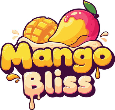 Mango bliss logo with diced mango and cream