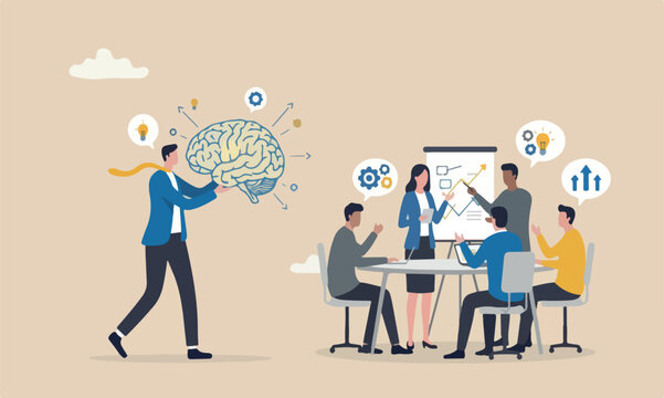competence teams together intelligence improve capability concept, human brain with success business management elements