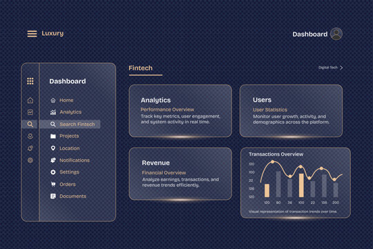 Luxury Fintech Dashboard UI Design with Dark Mode Glassmorphism Interface