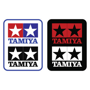 Tamiya Logo Icon Star Black Red Blue Square Badge Vector Set