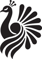 Obraz premium Black Peacock Bird Icon Silhouette Design.