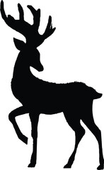 Black silhouette of a deer standing. © Ahmad