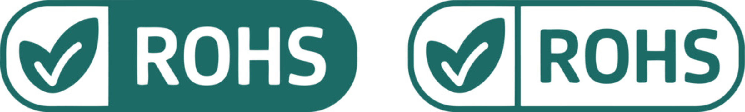 ROHS Compliance Certification Icon Set with Check Mark for Electronics and Environmental Safety Labels