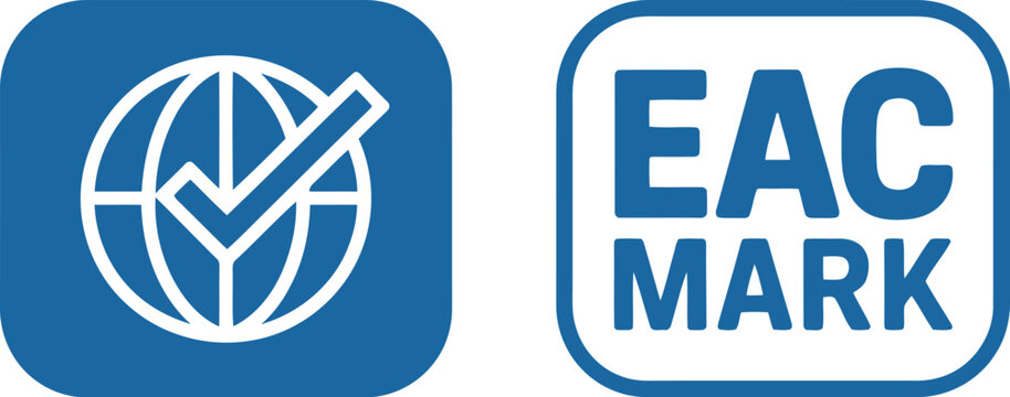 EAC Mark Certification Icon Set for Eurasian Conformity Compliance and Product Standards