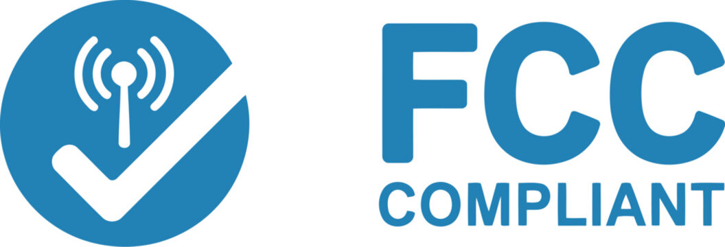 FCC Compliant Certification Icon with Wireless Signal and Check Mark for Regulatory Approval
