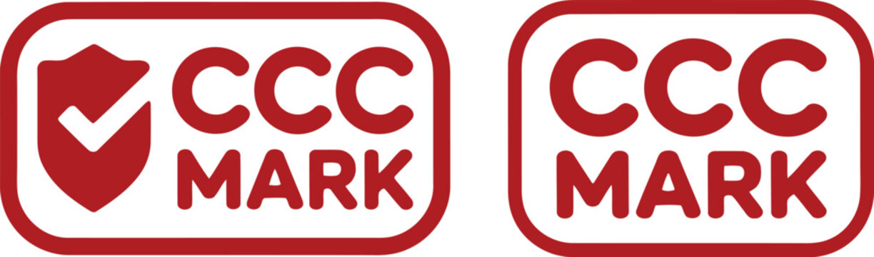 Red CCC Mark Certification Logo Icons for Product Safety and Compliance Labeling