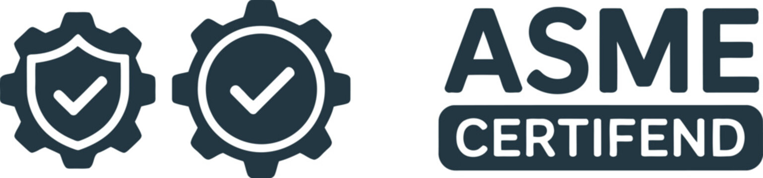 ASME Certified Badge Icon with Gear and Check Mark for Quality Assurance and Compliance