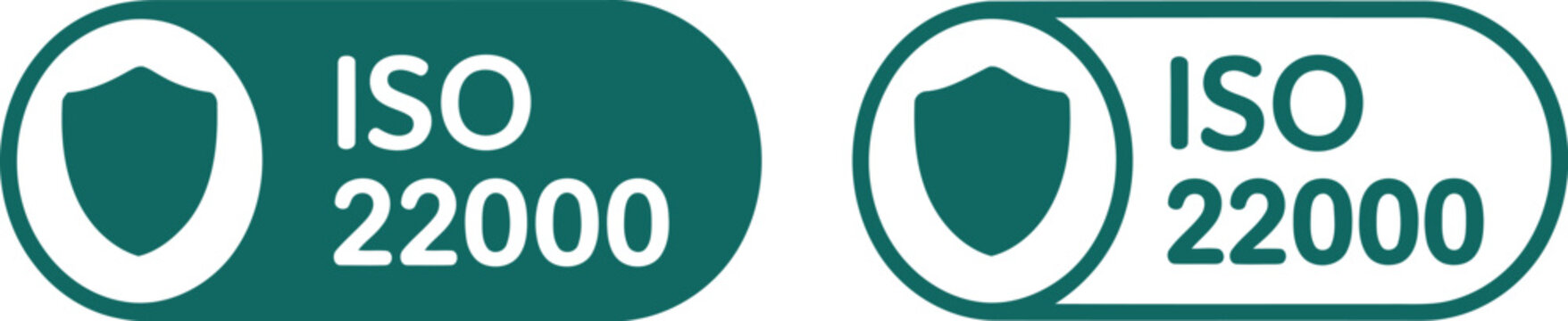 ISO 22000 Certification Badge Icons for Food Safety Management and Quality Assurance