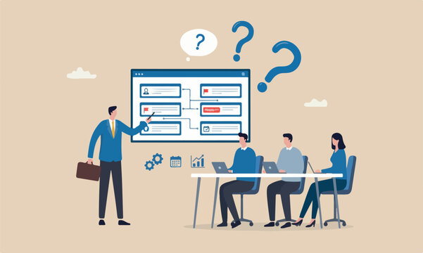 Prioritize, stylized project management software or planner concept, businessman project manager prioritize tasks
