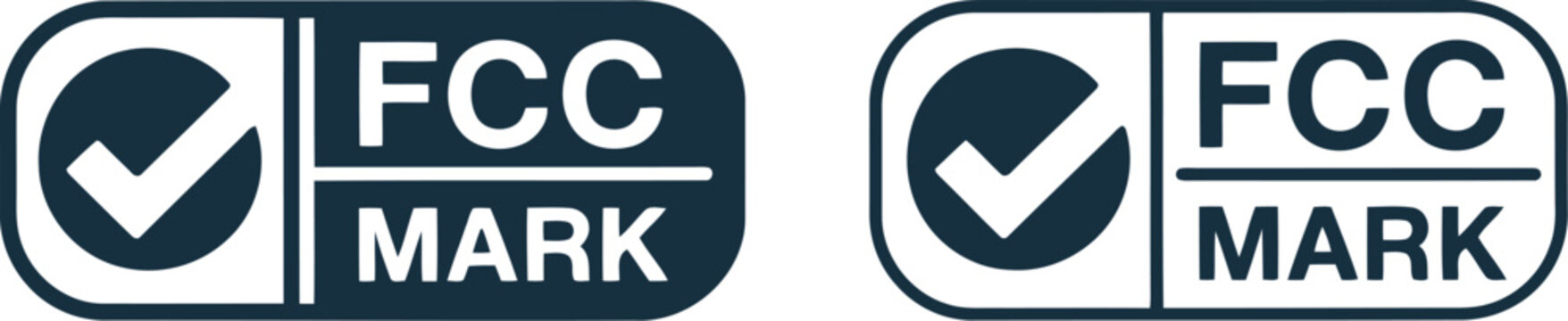 FCC Mark Certification Icons with Check Mark for Electronic Device Compliance and Safety Labeling
