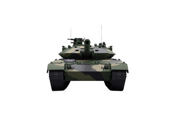 Obraz premium Camouflage main battle tank military vehicle on transparent background