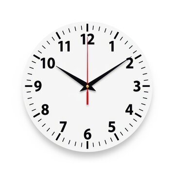 A clock with the hands at 12 oclock and 55 minutes