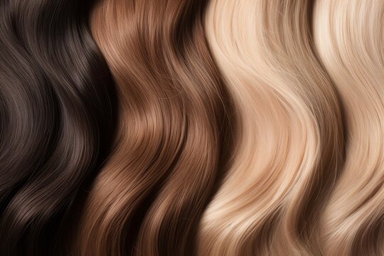 Wavy strands of hair showcasing different brown and blonde color shades