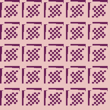 Purple geometric pixel art pattern on pink background vector illustration