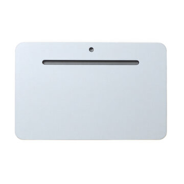 Grey credit card with black stripe and chip isolated on transparent background