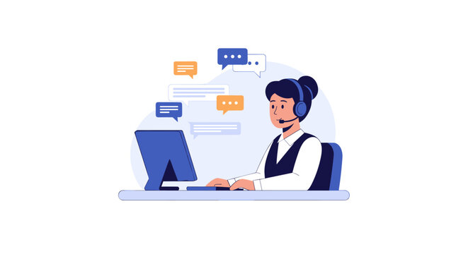 Customer Service Representative Providing Online Support and Assistance.