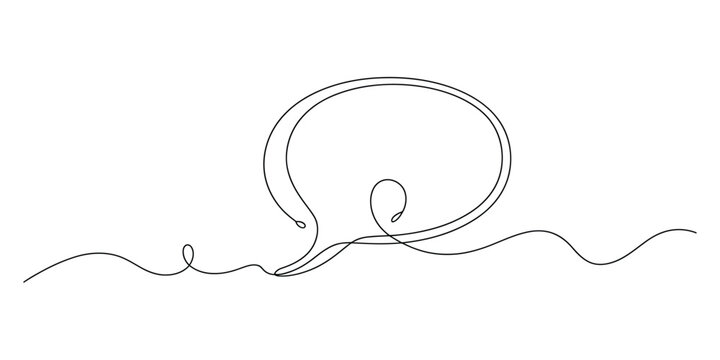 Minimalist Continuous Line Drawing of a Speech Bubble
