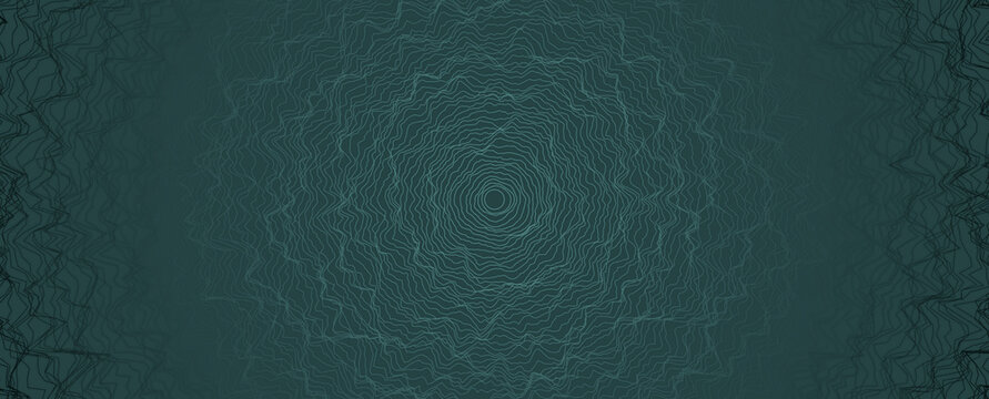 Hypnotic Concentric Wave Pattern Background, forest green banner 