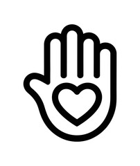 Obraz premium Simple vector illustration of a hand with a heart symbol in the palm