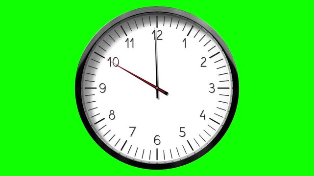 Classic wall clock on green background - 10 o clock.