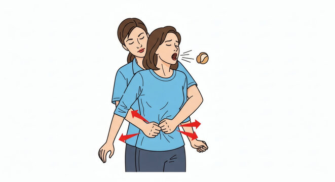 Heimlich Maneuver First Aid Illustration for Choking Emergency
