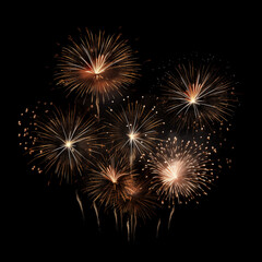 Fototapeta premium Explosive Symphony of Light: A dazzling display of vibrant fireworks paints the night sky with a cascade of shimmering hues, capturing the essence of celebration and joy.