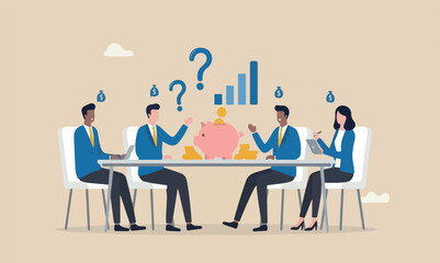  Stock market, together bank illustration is modern, flat design with clean lines and minimal shading like miracle concept, businessman investment wizard using magic wand to make stock price rising up © Nazma