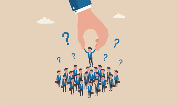 Choosing candidate, searching success people concept businessman hand HR pick up winner from group of job candidate