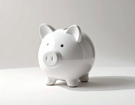 Mockup de un cerdito hucha sobre fondo neutro, iluminaci&oacute;n suave, estilo minimalista, espacio en blanco para dise&ntilde;o personalizado
