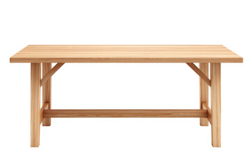 Fototapeta premium Rustic wooden table with a rough finish isolated on transparent background. Empty light wood plank table top isolated on white background.