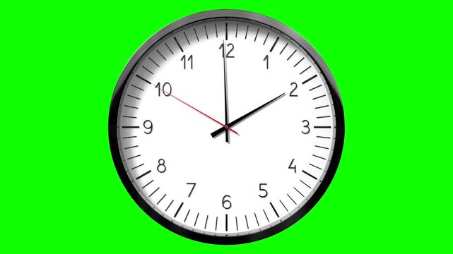 Classic wall clock on green background - 2 o clock.