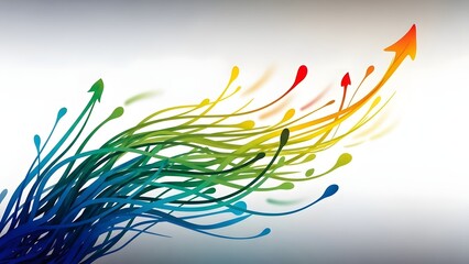 Obraz premium A colorful illustration of arrows pointing upwards in a rainbow of colors, symbolizing growth and progress.