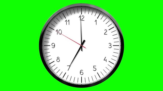 Classic wall clock on green background - 7 o clock.