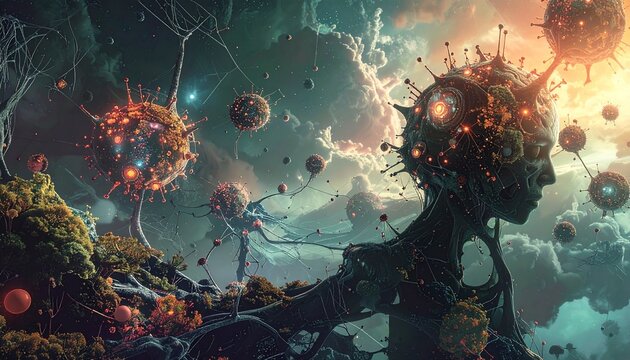 Surreal Mindscape - A Journey Through Inner Worlds and Cosmic Entities.