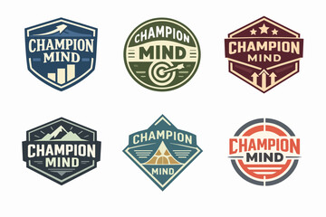 Obraz premium Champion mind logo set for success, motivation, achievement, growth, and leadership branding