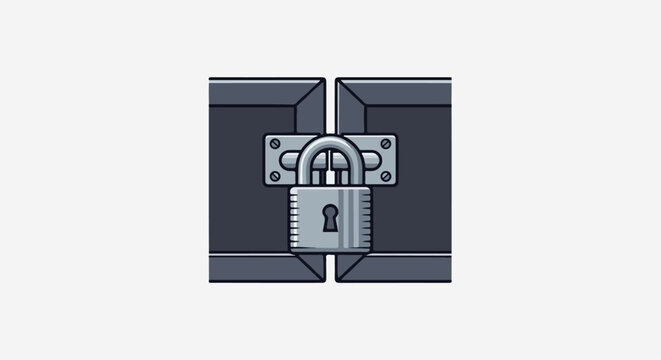 A gray metal padlock secures two dark gray chest halves