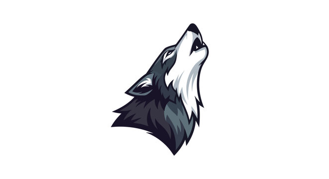 Howling wolf mascot logo vector illustration isolated on white