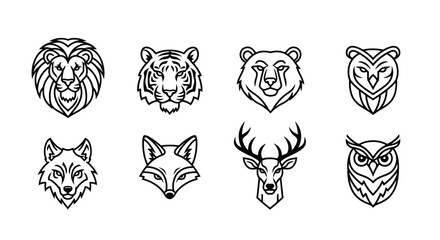 Fototapeta premium Collection of Animal Faces in Shields.