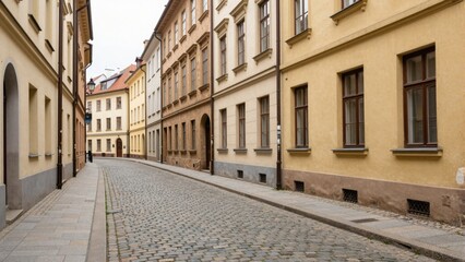 Fototapeta premium Narrow cobblestone street lined with historic buildings